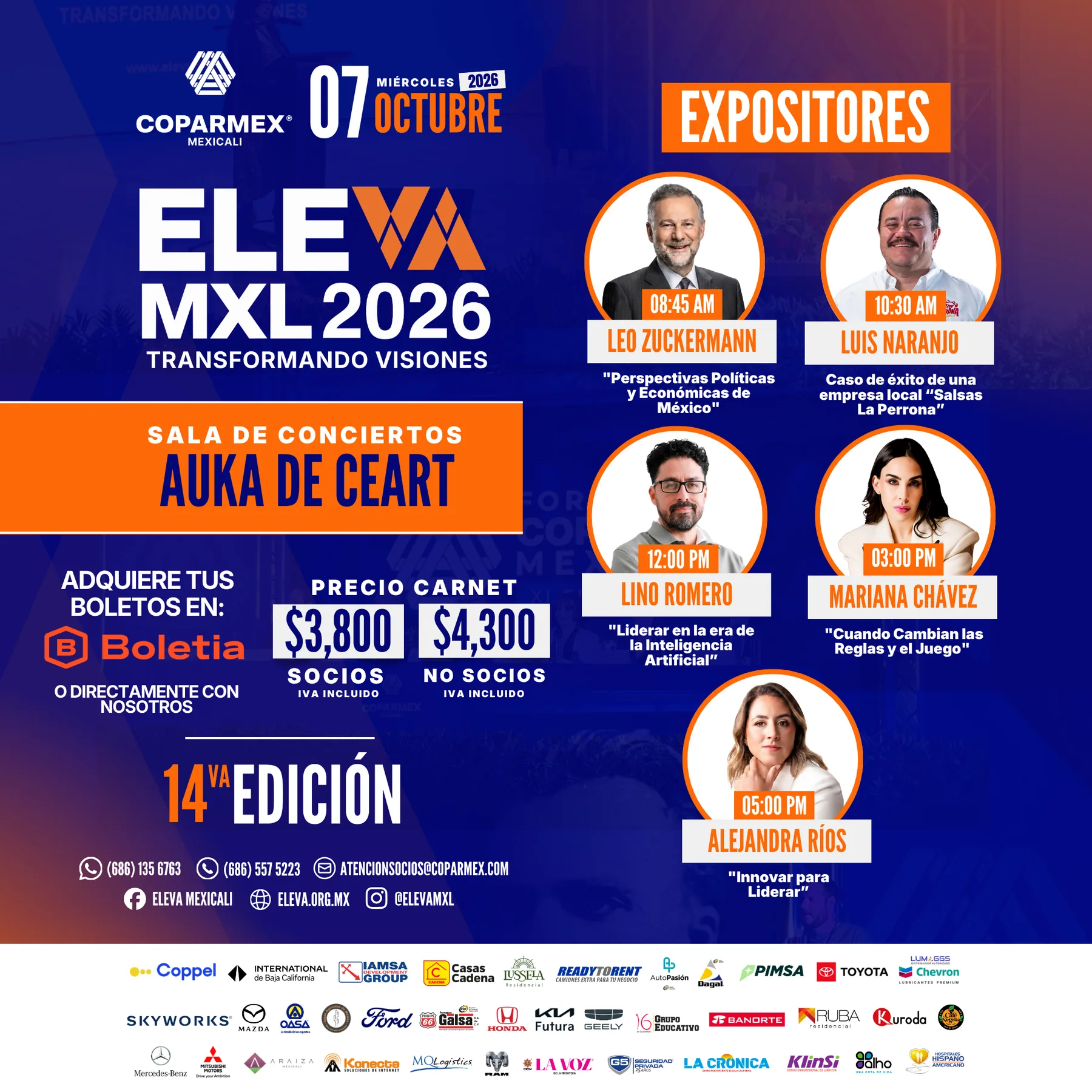 Cartel general ELEVA MXL 2026