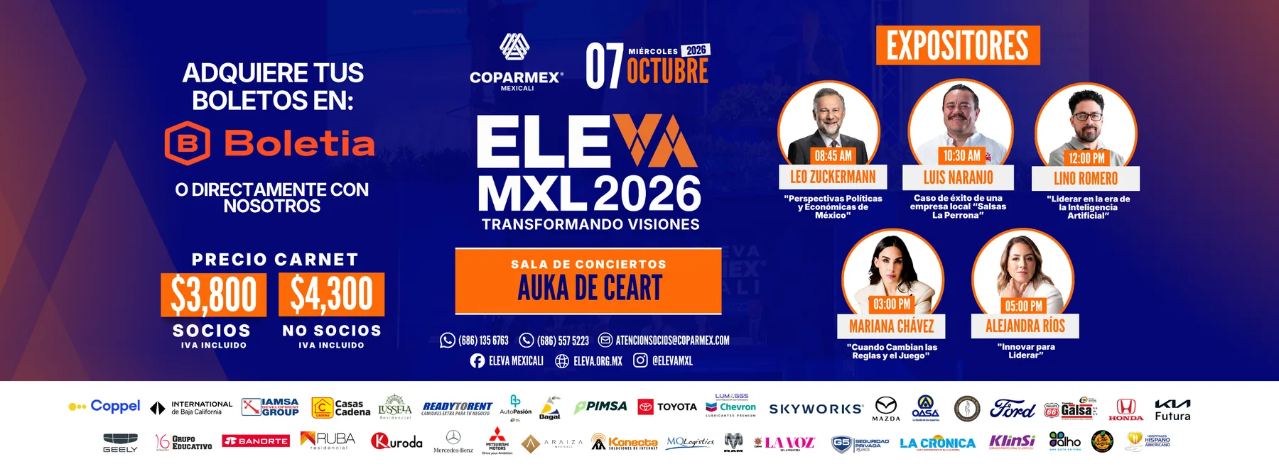 Patrocinadores y aliados de ELEVA MXL 2026